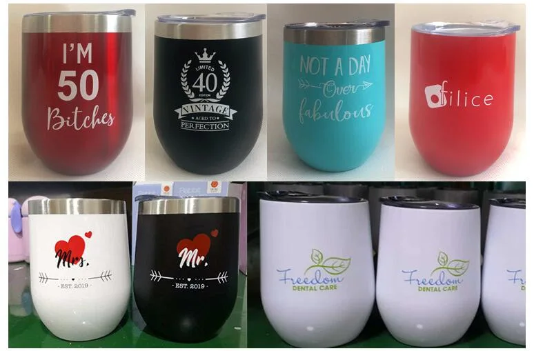 12oz Insualed Vacuum Wine Cup with Color and You Logo