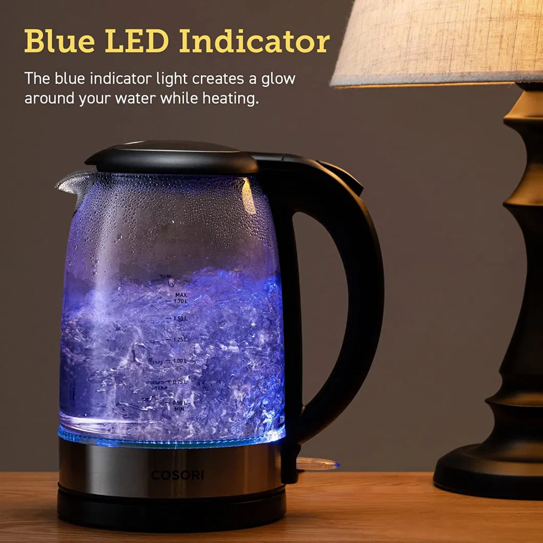 Hot Sales Glass Electric Kettle with a Blue Light Band Water Heater