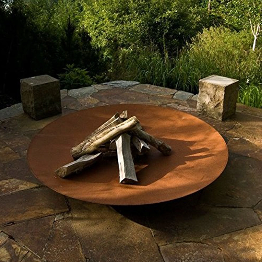 BBQ Fire Bowl Corten Steel Fire Pit with Grill Ring