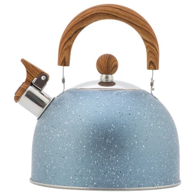 Retro Stainless Steel Whistling Teapot Kettle with Wooden Handle Design for Induction Cooker Gas Stove Electric Ceramic Stove 2L Hot Tea Coffee Kettle Wbb16343