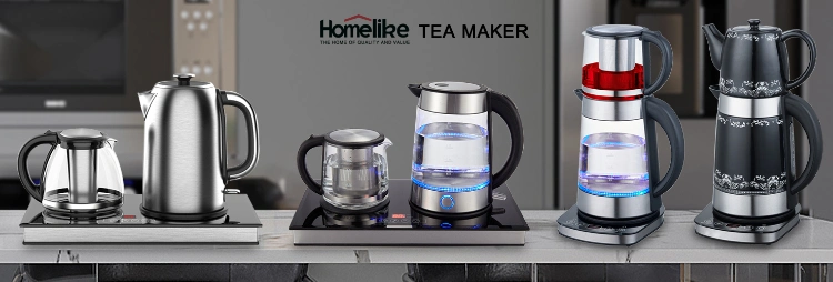 1.7L Glass Tea Kettle with Tray Automatic Electric Coffee and Tea Maker