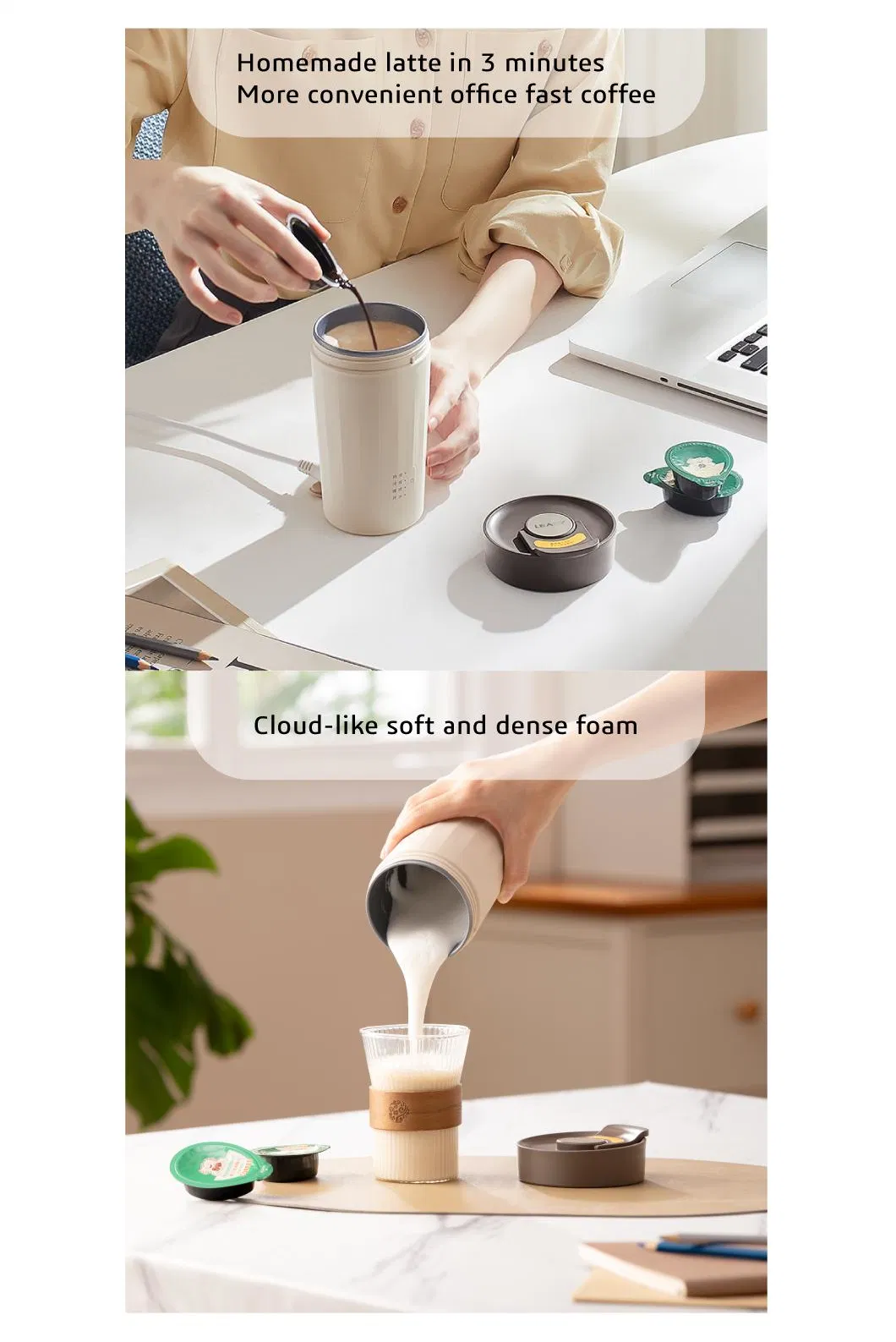 Electric Milk Frother with Hot/Cold Milk Foam for Coffee/Latte