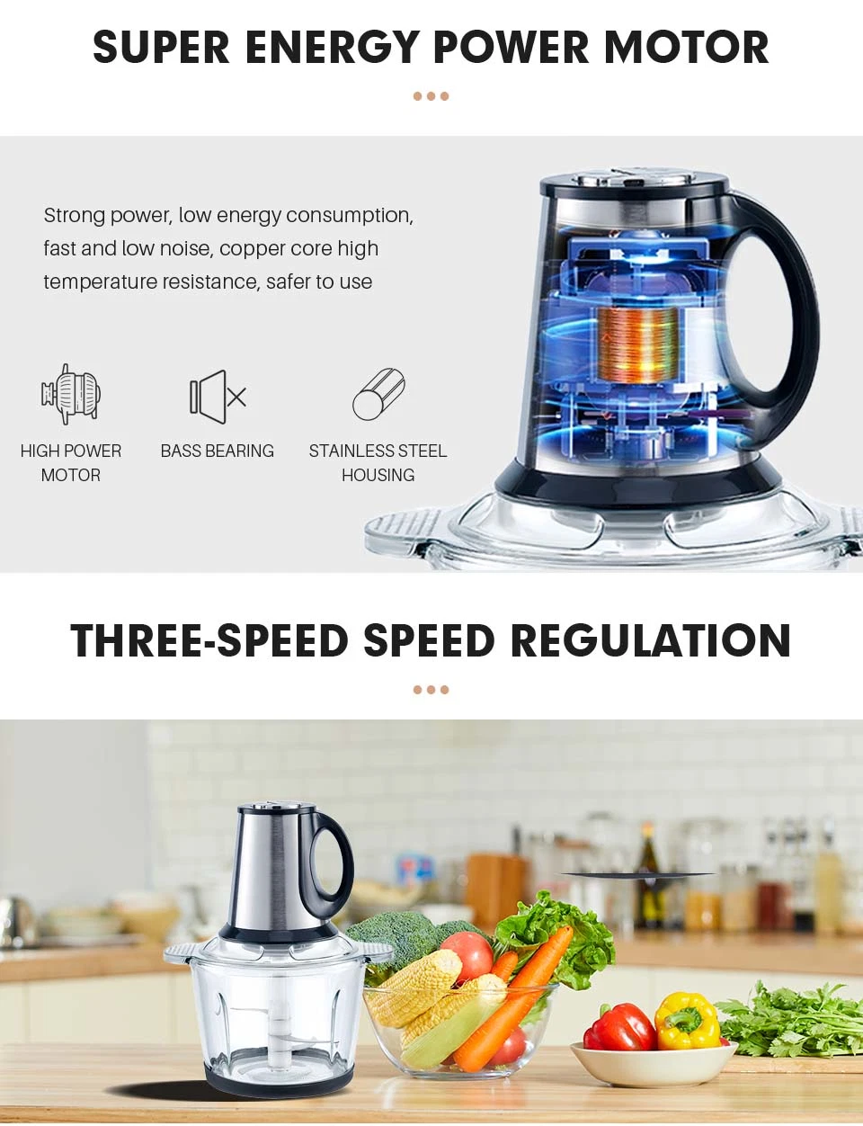 Kitchen Mixer Meat Silcer Electric Mini Vegetable Food Chopper Machine Baby Food Processor Meat Grinder Price for (300W/400W/500W)